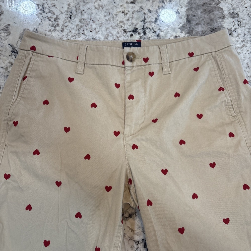 J Crew Women's Size 8 Red Heart High Rise Girlfriend Chino Pants Khaki Love